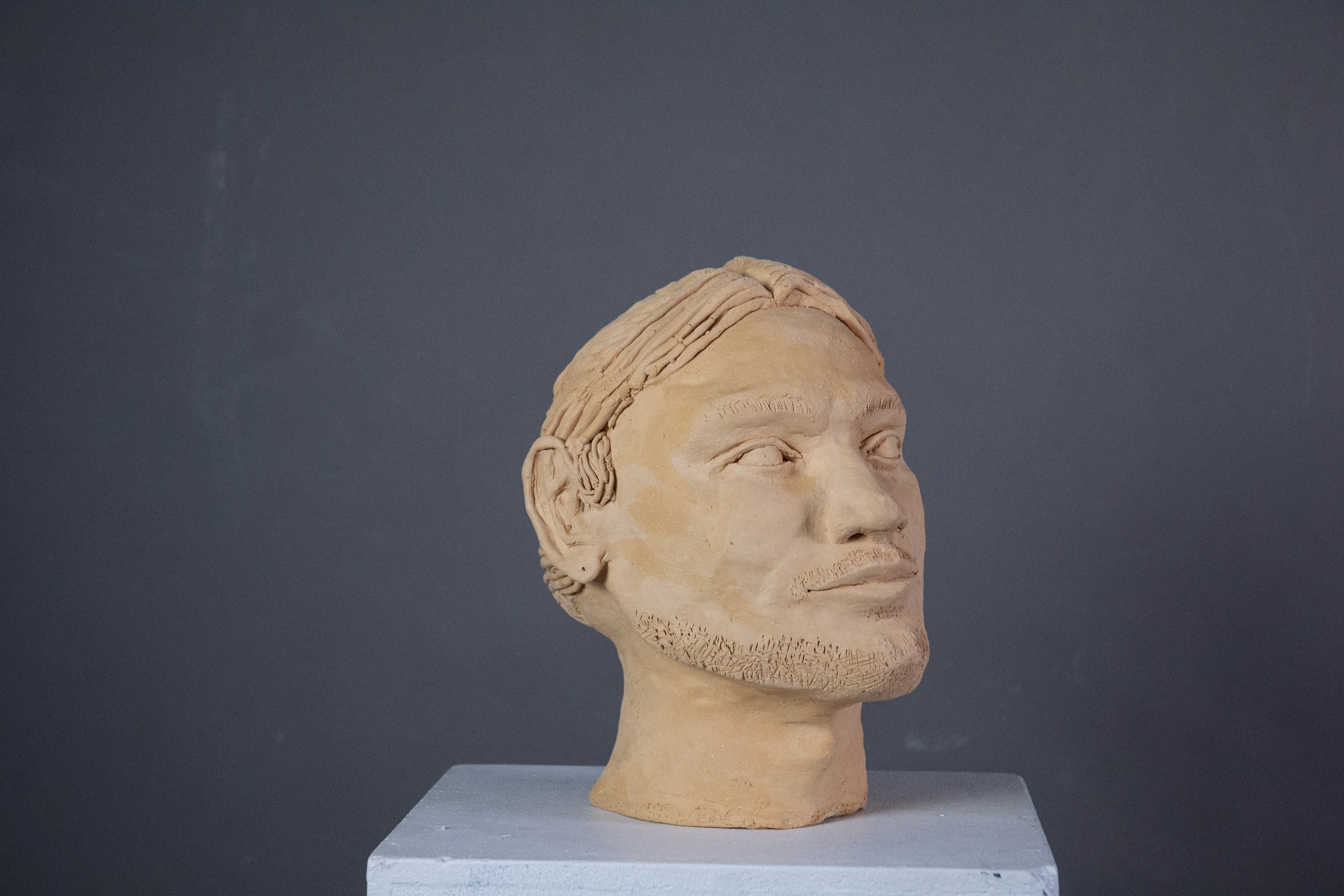 a head sculpture from up front